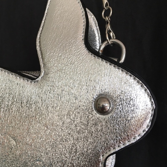 BUNNY Bag in SILVER metallic fur tail NEW - Picture 2 of 6